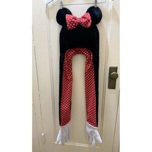 Disney Minnie Mouse Plush Hat Scarf With Gloves Red Polka Dot One Size Fleece Co